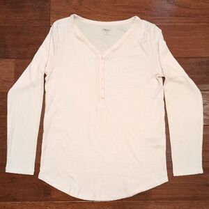 Gap Body Women's Small Maternity Waffle Ribbed T-Shirt Long Sleeve Light Pink